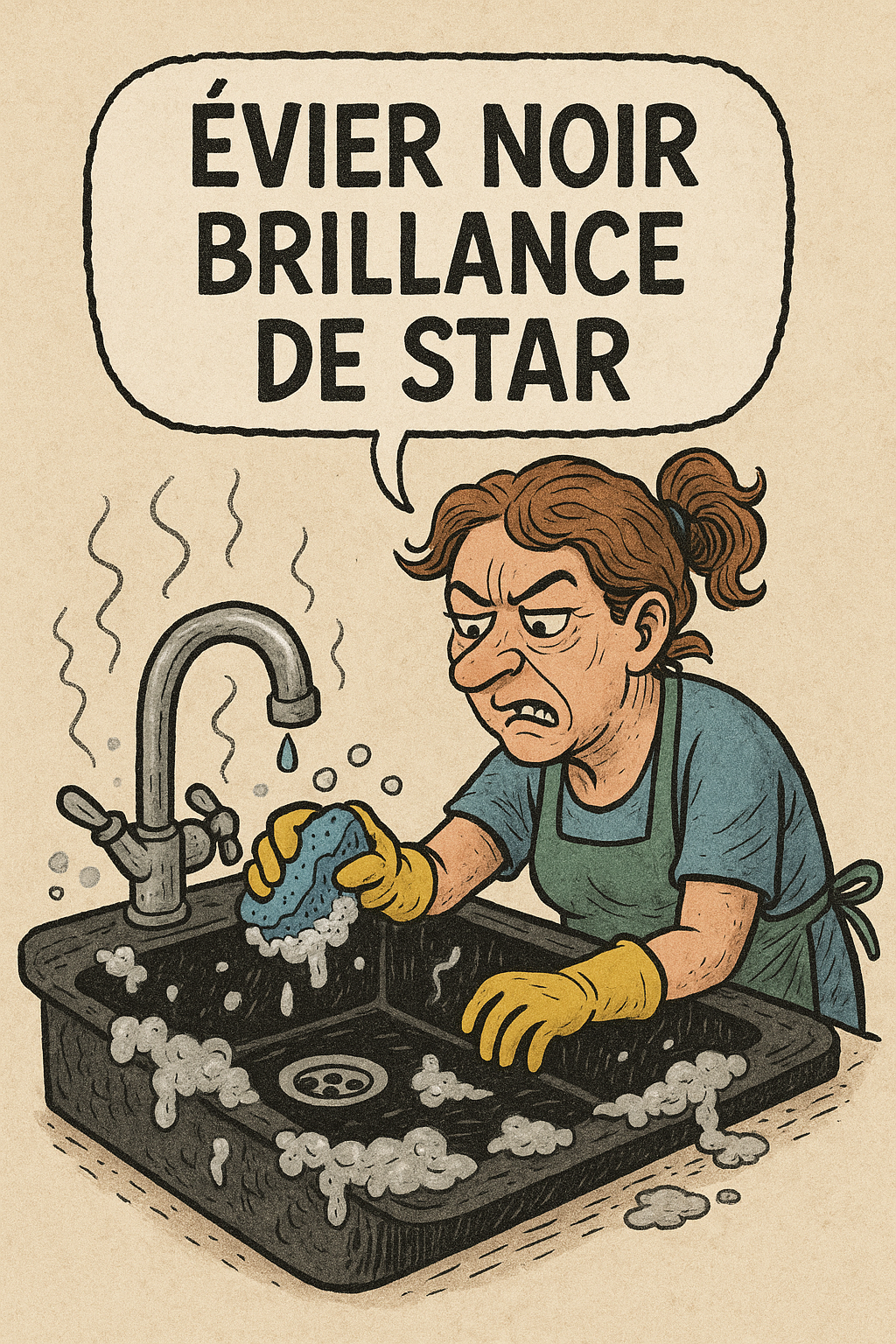 Nettoyer un evier noir plus que propre