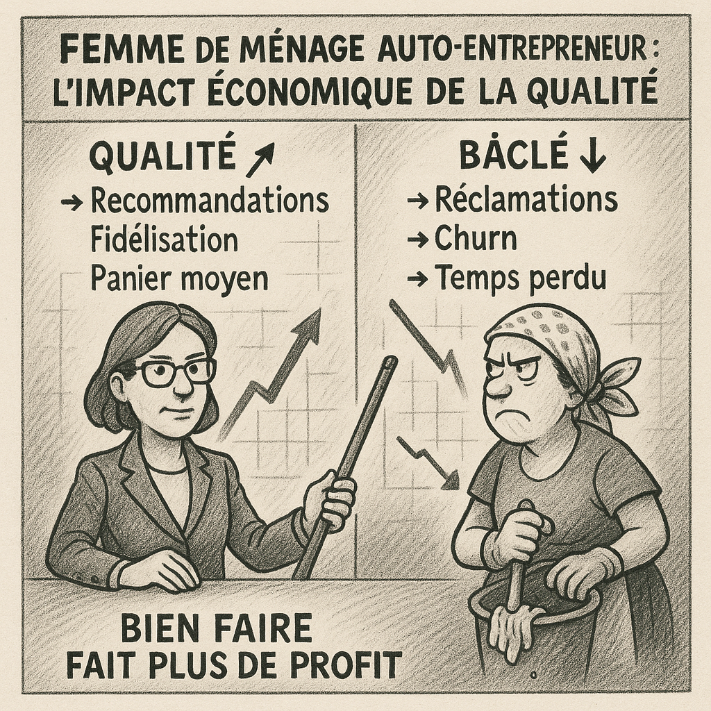 Femme de ménage auto-entrepreneur: l&rsquo;impact économique de la qualité